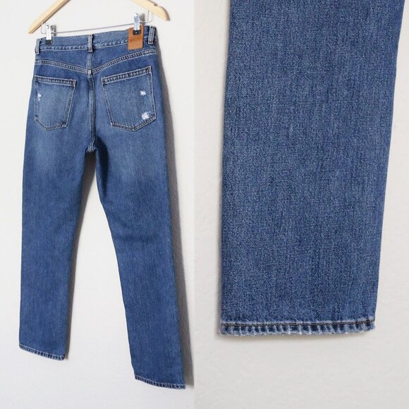 & Other Stories High Waist Distressed Slim Fit Denim Jean Mid Blue Size 28 $119 - Picture 9 of 15